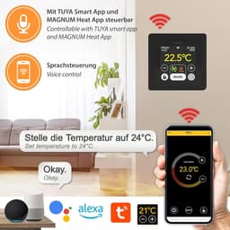Slimme Thermostaat - Kamerregelaar Wifi - Verwarming Regelen - Met Vloersensor - 86 x 86 cm - Zwart — thumbnail 5