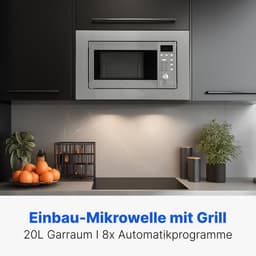 2in1 inbouw magnetron | met grill | 20 liter | 8 automatische programma's | ontdooifunctie | grillrooster en draaiplateau (Ø 24.5 cm) | 800 watt | roestvrij staal | MWG 2215 EB — thumbnail 3