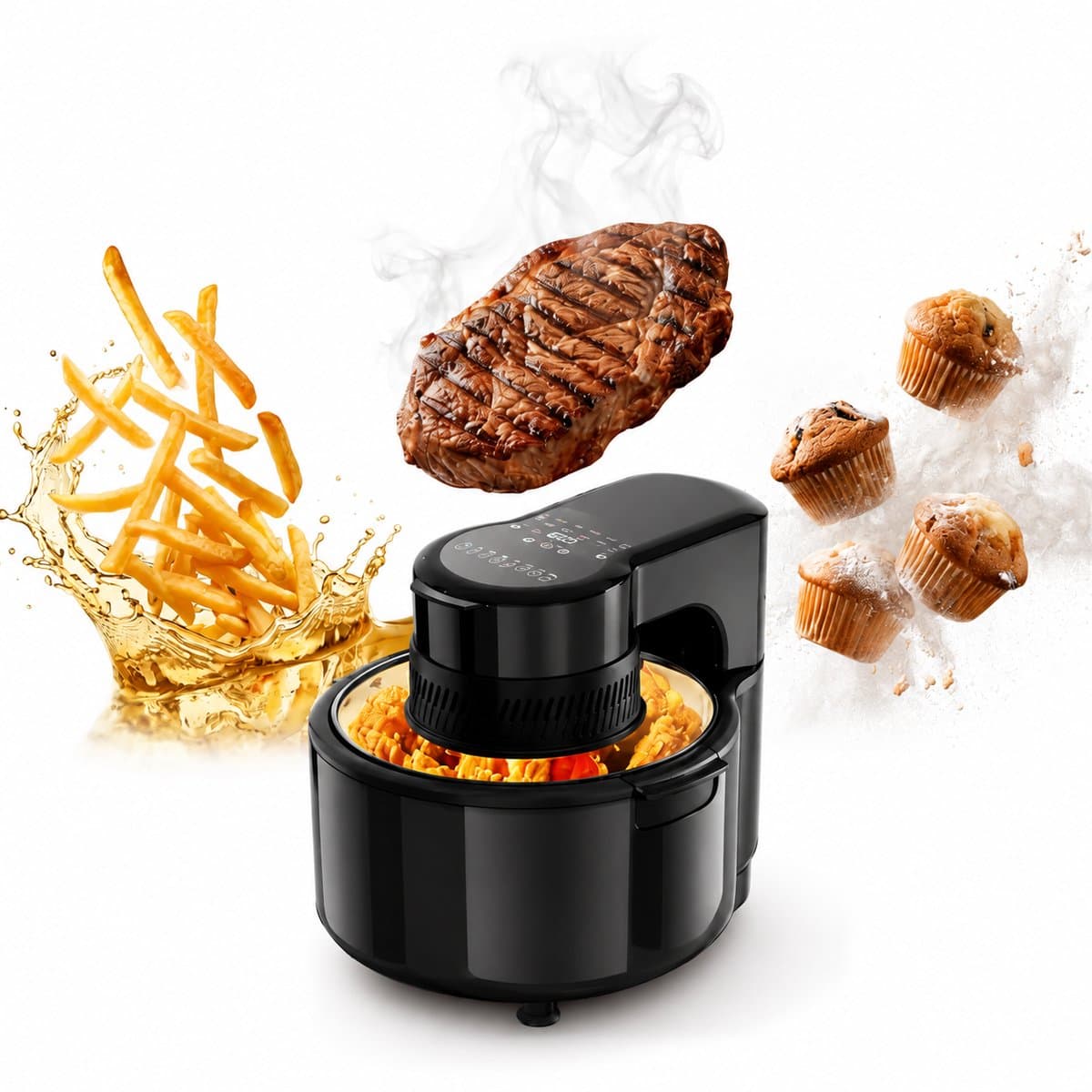 VidaStore Airfryer - Airfryer - Transparante Airfryer - Airfryer oven - Glazen deksel - 8 programma's - 5 liter - Compact 33x28x27 — afbeelding 1