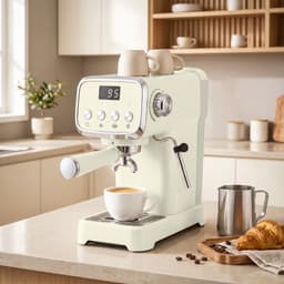 ECTEATOY® espressomachine piston 20 Bar - pistonmachines 1350W - koffiemachines met Melkopschuimer, Heet Water & Kopjesverwarmer - 1.2L - Crème — thumbnail 5