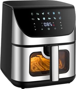 ApexArte®Heteluchtoven - Oven - Airfryer Oven - Zilver met Zwart — thumbnail 1
