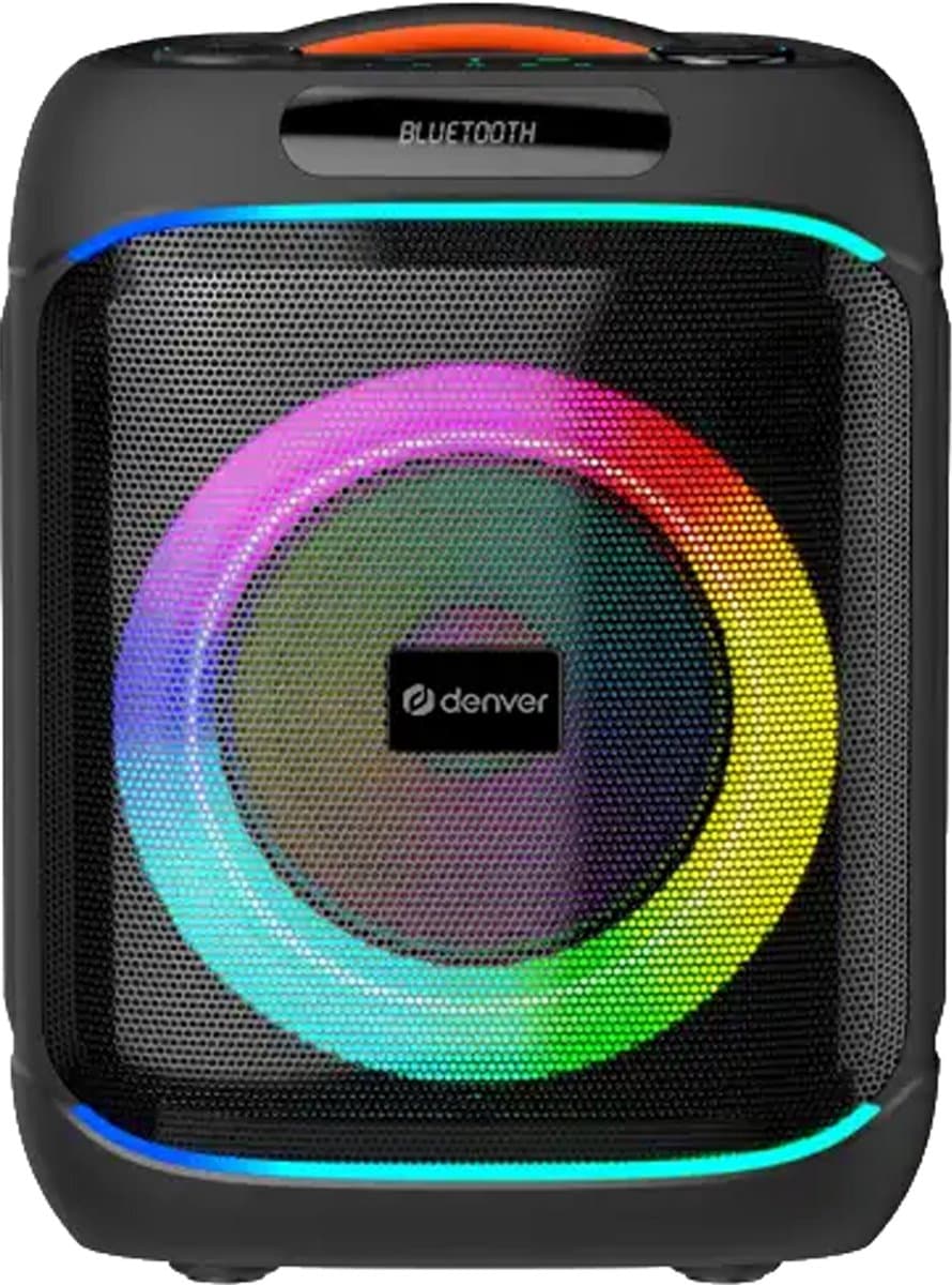 Denver Bluetooth Speaker - Partybox - Discolichten - Incl. Draadloze Microfoon & Afstandsbediening - 6.5" woofer - Luidspreker - BPS170 - Zwart — afbeelding 1