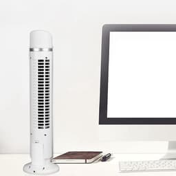 Bladloze Torenventilator - Draagbare Ventilator - Bureau Verkoeling - Geïntegreerde Verlichting - 10x11x39 cm - Wit — thumbnail 2