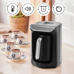 Turkse koffiezetter - Koffieapparaat - Authentieke koffie maken - Roosterfunctie - 5 kopjes - Antraciet — thumbnail 3