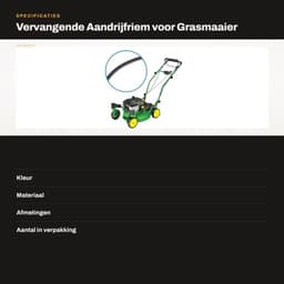 Aandrijfriem Vervangend - Compatibel met John Deere - Rubber Composietmateriaal - Hoogte 5.5mm - Breedte 9.5mm - Externe Lengte 889mm - Grasmaaier Riem — thumbnail 3