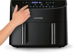 SnelShoppen - Heteluchtfriteuse met Dubbele Kamer 7L - Digitale Roestvrijstalen Airfryer met Touchscreen - 10 Voorgeprogrammeerde Kookprogramma's - Ve — thumbnail 2