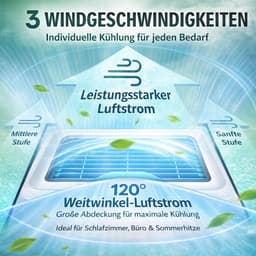 Luchtkoeler - Mobiele airco zonder afvoerslang, mini-luchtkoeler met waterkoeling, stille USB-C-ventilator, 3 snelheden, draagbare luchtkoeler voor slaapkamer, kantoor en auto, tafelventilator, compact（zwart） — thumbnail 2