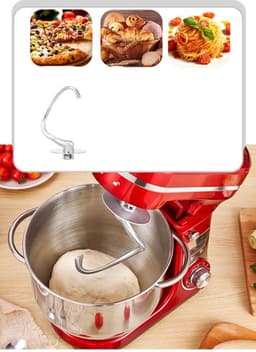 Keukenmixer – Keukenmachine - Keukenrobot - Foodprocessor - 6L - 2000W - Krachtige & Stille Motor – 6 Snelheden – Met Roestvrijstalen Kom – Metal Gray — thumbnail 3