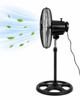 Stanande Ventilator met 3 blad zwart 25 cm 60 w 3 snelheden- in hoogte verstelbaar tot 90cm- zwart. — thumbnail 2