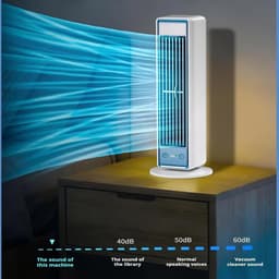 Draagbare Stille Oscillerende Bladloze Torenventilator - 3 Snelheden - Automatische Uitschakeltimer - Digitaal Scherm - Lichtblauw - Geschikt voor Woonkamer - Huis en Kantoor — thumbnail 4