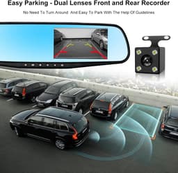 Dash Cam Spiegel - Waterdicht - 1080P Full HD Dual Lens - G-sensor en Parkeermodus - Voor Auto's — thumbnail 4
