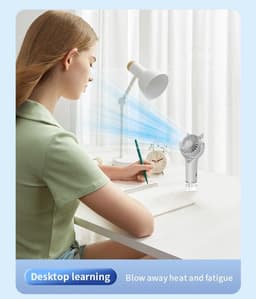 LISM-Draagbare vernevelingsventilator, mini stille handventilator Geschikt voor op het bureau, oplaadbare handventilator via USB, Geschikt voor thuis, op kantoor en op reis (wit). — thumbnail 2