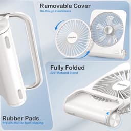 Solvix tafel ventilator geluidloos - Tafelfan - Wit - Oplaadbare 4000 mAh Batterij - Super Stil - Voor Thuis en Kantoor — thumbnail 5