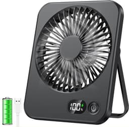 Solvix tafel ventilator geluidloos - Draagbare Ventilator - Wit - Oplaadbare Batterij - LCD Display - Voor Thuis en Op Reis — thumbnail 4