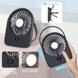 Solvix tafel ventilator geluidloos - Draagbare Tafelventilator - Donkergroen - Oplaadbare 1200mAh Batterij - 5 Snelheden - Voor Kantoor, Thuis en Kamperen — thumbnail 5