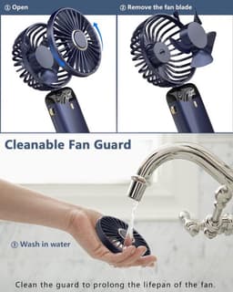 Solvix tafel ventilator geluidloos - Tafelfan - Blauw - 5 Snelheden - Oplaadbare Accu - Voor Thuis en Op Reis — thumbnail 3