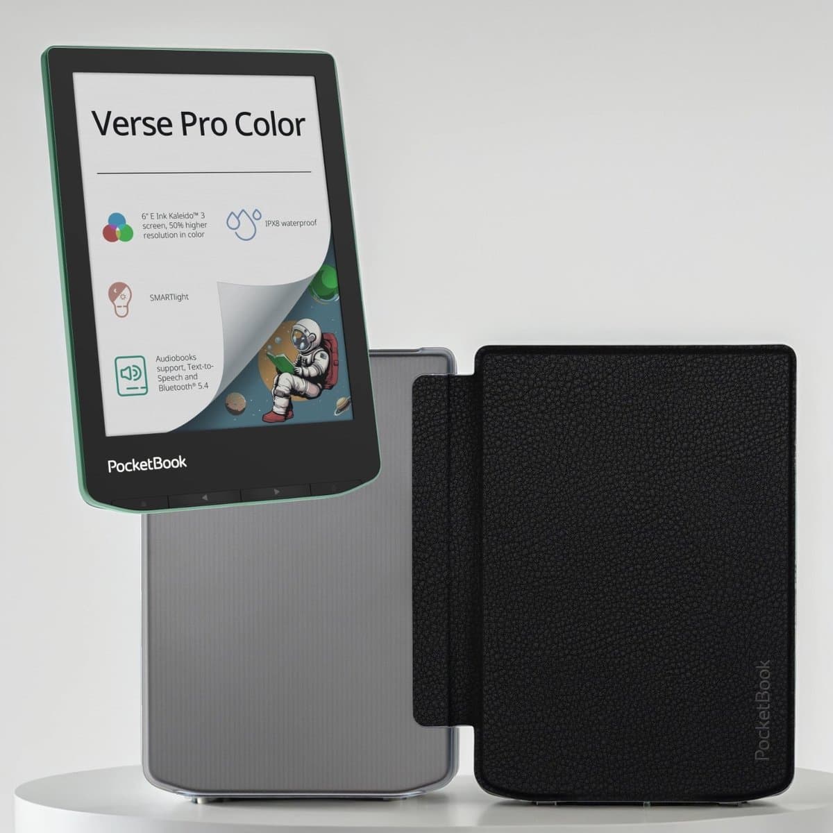 PocketBook Verse Pro Color e-reader Sage Glow – 6 inch – 16 GB – waterdicht + Transparant Zwart hoesje – voordeelbundel — afbeelding 1