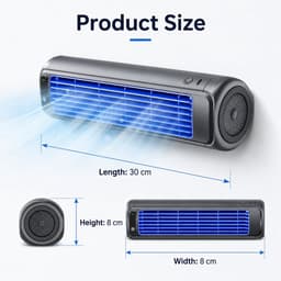 VHV Premium Aircooler Muurmontage - Zonder Boren Ventilator - Energiezuinige Koeler met Drie Snelheden - Draagbare Mobiele Airco Cooler voor Slaapkamer, Keuken en Badkamer - Compacte Wandventilator met Geavanceerde Waterkoeling - grijs — thumbnail 4
