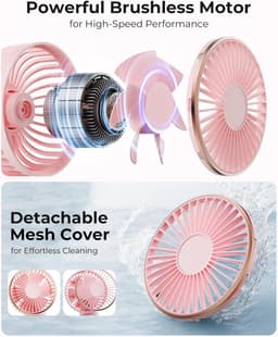 Draagbare handventilator, mini 180° opvouwbare ventilator, 6 snelheden, lcd-display, ultrastil, 4000 mAh, zakformaat, binnen/buiten te gebruiken, met draagkoord — thumbnail 4