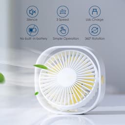 Mini USB-ventilator, draagbare ventilator, stille ventilator, bureauventilator met 3 instelbare snelheden, USB-voeding, voor thuis en op kantoor (wit) — thumbnail 5