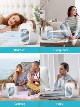 Mini airco-kleine airco-4000mAh oplaadbare persoonlijke luchtkoeler-Mini-airconditioner met 3 snelheden - mini aircooler met water-Stille desktopkoelventilator voor thuis, slaapkamer, reizen, kantoor, buiten en binnen — thumbnail 4