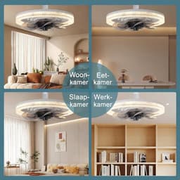 Plafondventilator met LED-verlichting - E27-fitting - LED-verlichting en afstandsbediening - Vier windsnelheden - Driekleurige dimfunctie - Plafondventilator met geïntegreerde verlichting — thumbnail 1