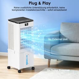 Mobiele Aircooler - 4-in-1 Luchtkoeler - Verdampingskoeler met 10L Watertank - 12 Uur Timer - 4 Modi en 3 Snelheden - Met Wielen en Afstandsbediening - Draagbare Airconditioning voor Woonkamer, Slaapkamer en Kantoor — thumbnail 4