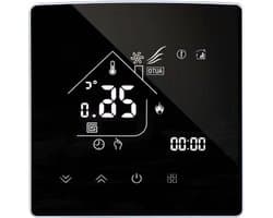 Slimme Thermostaat - Temperatuurregelaar Digitaal - Verwarming Instellen - Touchscreen Bediening - 8.6 x 8.6 cm - Zwart