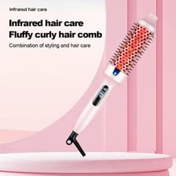 Brush Thermoborstel met infraroodtechnologie, 2-in-1 styler & föhn, 30 seconden snelle opwarming, lcd-temperatuurweergave, ionische krulborstel voor natuurlijke krullen en gladmaken # roze — thumbnail 5