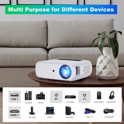 1080p Full HD beamer, 10.000L thuisbioscoop, videobeamer met 150.000 uur, ondersteunt 4K 350'' display multimedia beamer voor smartphone/pc/laptop/PS4/tv-stick/EXCEL/PPT — thumbnail 4