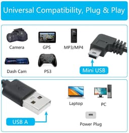 SnelShoppen - Micro USB Dashcam Voedingskabel 3,5 m, USB A Plug naar Micro USB Plug, 24AWG voor Dashcam, Achteruitkijkspiegel Camera, Zwart — thumbnail 4