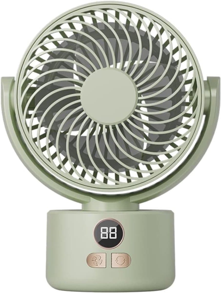 Witte USB-bureauventilator – 1200mAh oplaadbare batterij, 3 windsnelheden, stille werking (<25dB), 140° kantelbaar, 120° oscillerend — afbeelding 1
