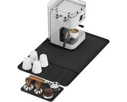 Koffiemat met Tampmat - Espressomat Barista Mat - Werkblad Beschermen - Afneembaar 2-in-1 Ontwerp - 60x40 cm - Zwart