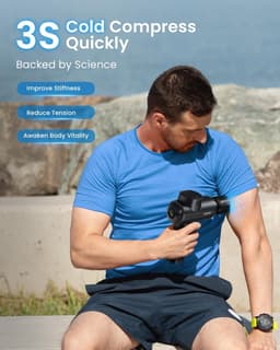 Massagepistool met Warmte - Spierontspanningstool - Spierherstel - Verwarmende en Koelende Kop - 0.7kg - Grijs — thumbnail 3
