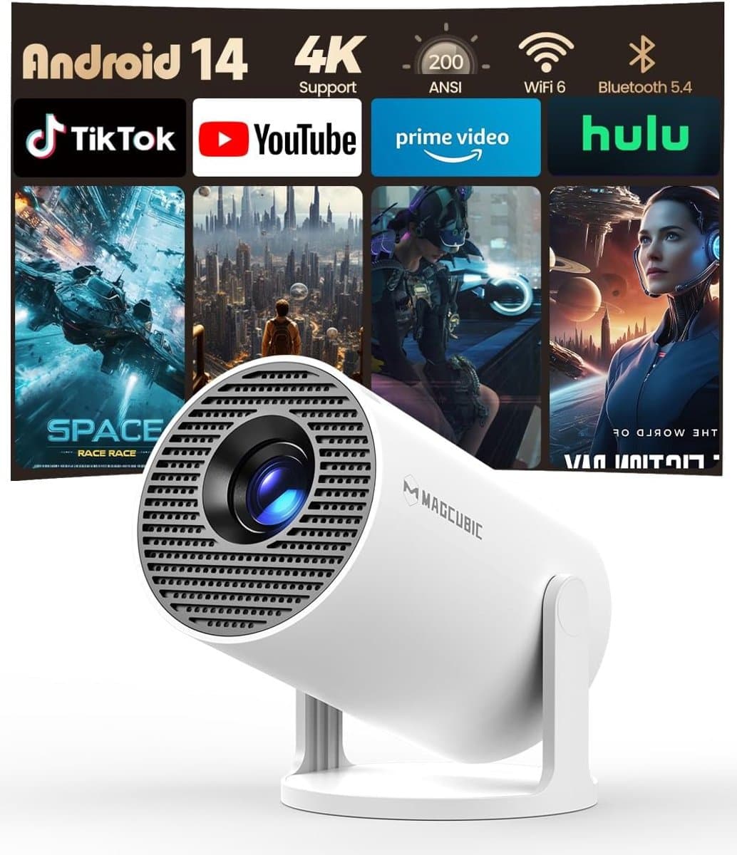 Mini projector 4K Full HD draagbaar met WiFi Bluetooth 5.4 180° draaibaar 200 inch scherm — afbeelding 1
