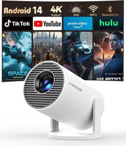 Mini projector 4K Full HD draagbaar met WiFi Bluetooth 5.4 180° draaibaar 200 inch scherm — thumbnail 1