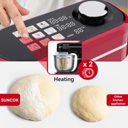 SUNCOK Keukenmixer, Keukenmachine, Slim aanraakpaneel, met 2 roestvrijstalen mengkommen: 4,5 l en 5,5 l. Krachtige motor van 1500 W, geluidsniveau 59 dB. Blender, geschikt voor bakken en deeg kneden. — thumbnail 5
