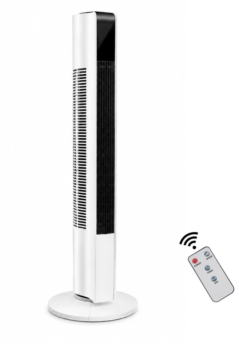 Livista Torenventilator - 90° Oscillatie - Afstandsbediening - 24-uurs Timer - Touchbediening - 3 Snelheden - 45 dB - Vortex-luchtstroom - Wit — afbeelding 1