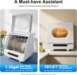 Mini Vaatwasser - Compacte Afwasmachine - Snel Servies Reinigen - 72°C Warm Water - 45 x 45 x 43 cm — thumbnail 5
