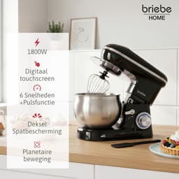SnelShoppen - Professionele Keukenmachine 1800W Max, Kneedmachine met 5L Kom, 6 Snelheden, Pulsfunctie, Orbitale Beweging, LED-Touchscreen voor Keuken — thumbnail 2