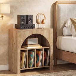Tribesigns Platenspeler Meubel - 80 x 40 x 70 cm - Platenspeler-Standaard - Houten Vinyl Platentafel met Ruimte voor Meer dan 370 Albums, Industriële Platenspelerstandaard voor Woonkamer, Slaapkamer, Studio, Bruin — thumbnail 5