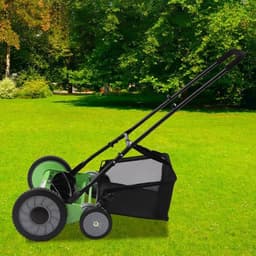 20 inch mes, grasmaaier met handaangedreven haspel, loopmaaier, handmatige grasknipper, 4 wielen, verstelbare — thumbnail 2