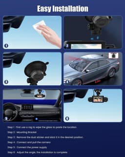 Dashcam voor auto - Zwart - 4 kanalen - 1080P met Wifi en 64 GB SD-kaart - Voor alle voertuigen — thumbnail 5