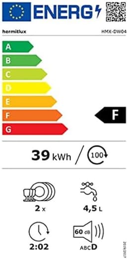 Mini-vaatwasser tafelvaatwasser - te gebruiken met en zonder wateraansluiting - 43 cm breed - plaats voor 4 couverts - te gebruiken op de camping -175 kWh/jaar - wit — thumbnail 2
