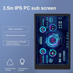 3,5-inch USB-minischerm - Temperatuurmonitor - Zwart - CPU RAM HDD-gegevensmonitor - Uniek secundair scherm voor pc — thumbnail 2