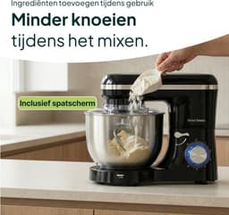 Keukenmachine - Mixer Robot - Bakken en Mixen - Krachtige Motor - 6.2L Kom - Zwart — thumbnail 5