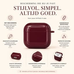 Enluxe Case geschikt voor Airpods 4 - Glanzend Bordeauxrood - Strak Hardcase Hoesje, Schokbestendig — thumbnail 2