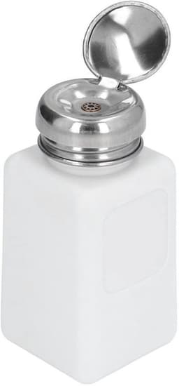 200ml Push Down Alcohol Dispenser Pomp Fles Methanol Container, ESD Veilige Anti Statische Solvent Dispenser met RVS Perskop voor Aceton, IPA Oplosmiddel (Wit) — thumbnail 1