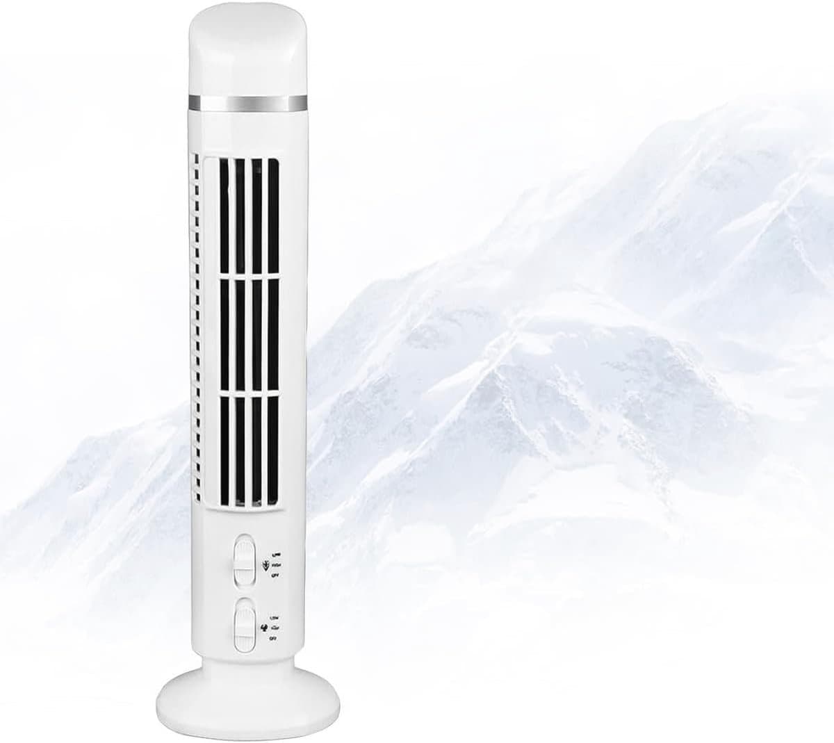 Bladeloze torenventilator, stille bureauventilator met 90°-oscillatie en verlichting, mini-verticale koelventilator/USB-tafelventilator voor thuis en op kantoor (wit) — afbeelding 1