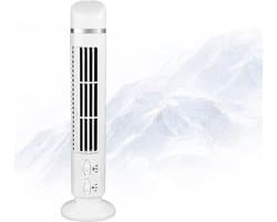 Bladeloze torenventilator, stille bureauventilator met 90°-oscillatie en verlichting, mini-verticale koelventilator/USB-tafelventilator voor thuis en op kantoor (wit)